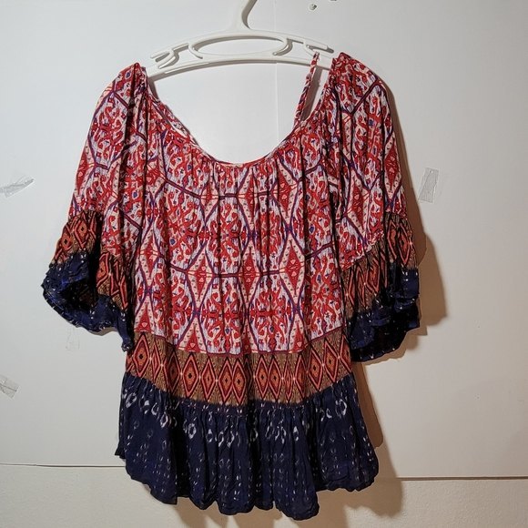 Womens Beachlunchlounge Peep shoulder Peasant top Size XS - Picture 12 of 12